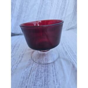 Anchor Hocking StyleVintage Mid-Century Ruby Red Footed Sherbet Glass